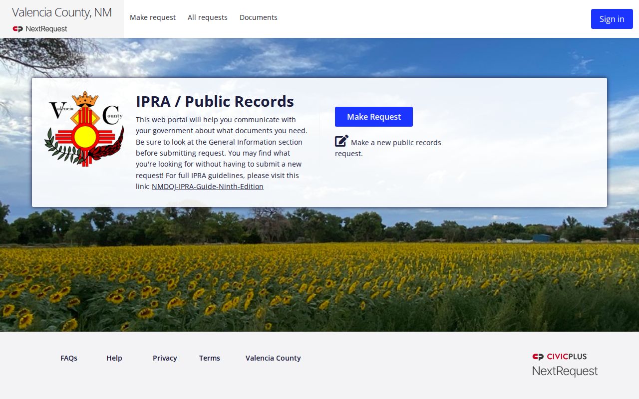 Valencia County released inmate public record request portal